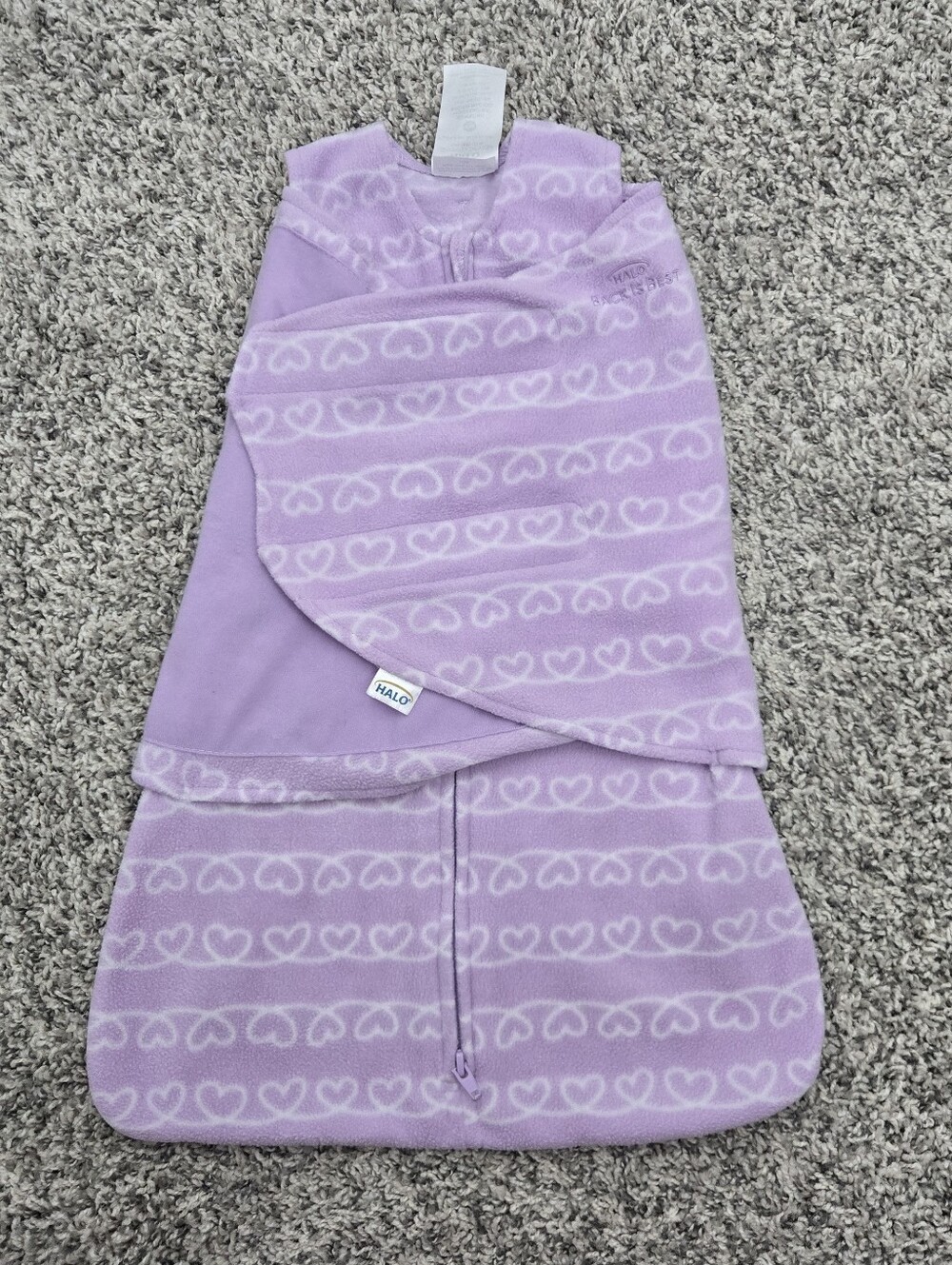 Purple Halo Heart Micro Fleece Sleepsack Swaddle